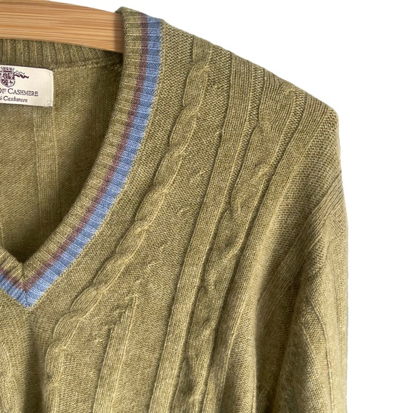 HOUSE OF CASHMERE MENS V-NECK PULLOVER SWEATER  | 100% CASHMERE |GREEN | SIZE XL - Picture 7 of 9